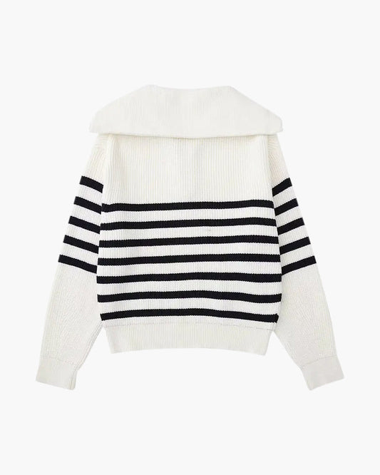 Striped Zip Up Sweater - Montierri