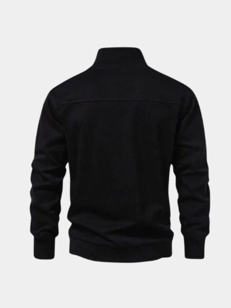 Zip Black Lapel Sports Sweatshirt - Montierri