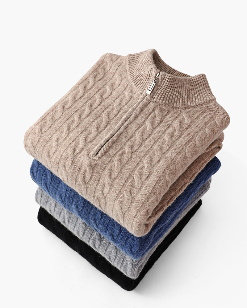 100% Cashmere Woven Half Zip - Montierri