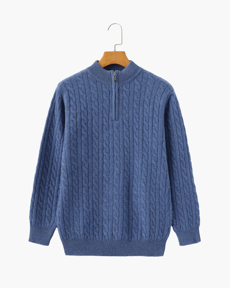 100% Cashmere Woven Half Zip - Montierri