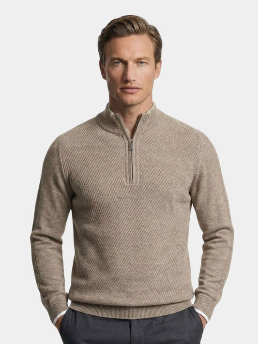 Stripe Quarter Zip Wool Sweater - Montierri