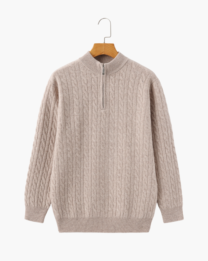 100% Cashmere Woven Half Zip - Montierri