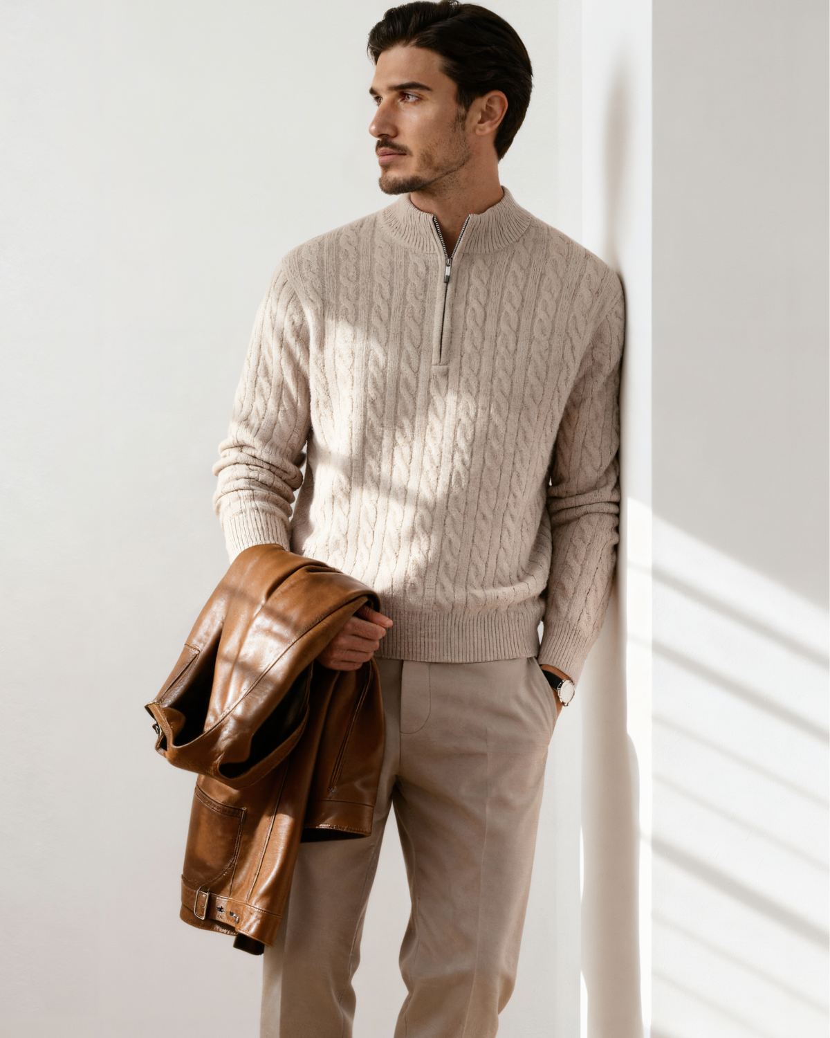100% Cashmere Woven Half Zip - Montierri
