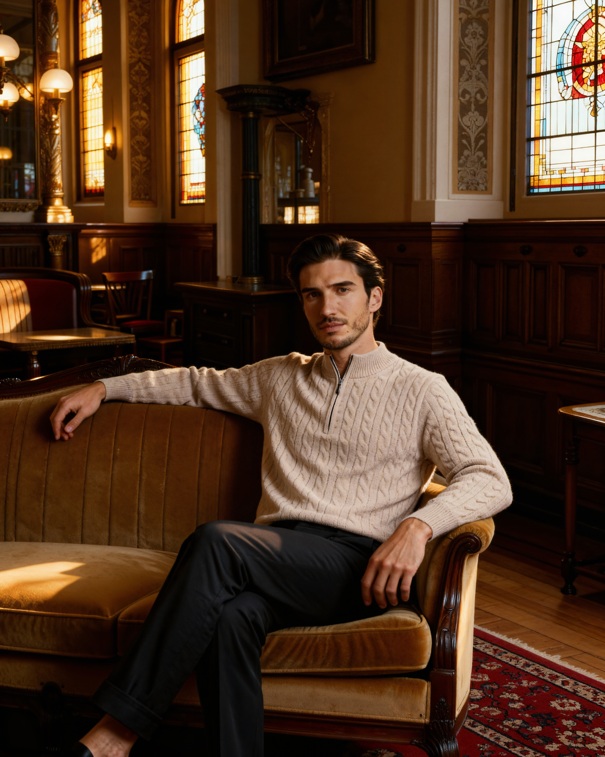 100% Cashmere Woven Half Zip - Montierri