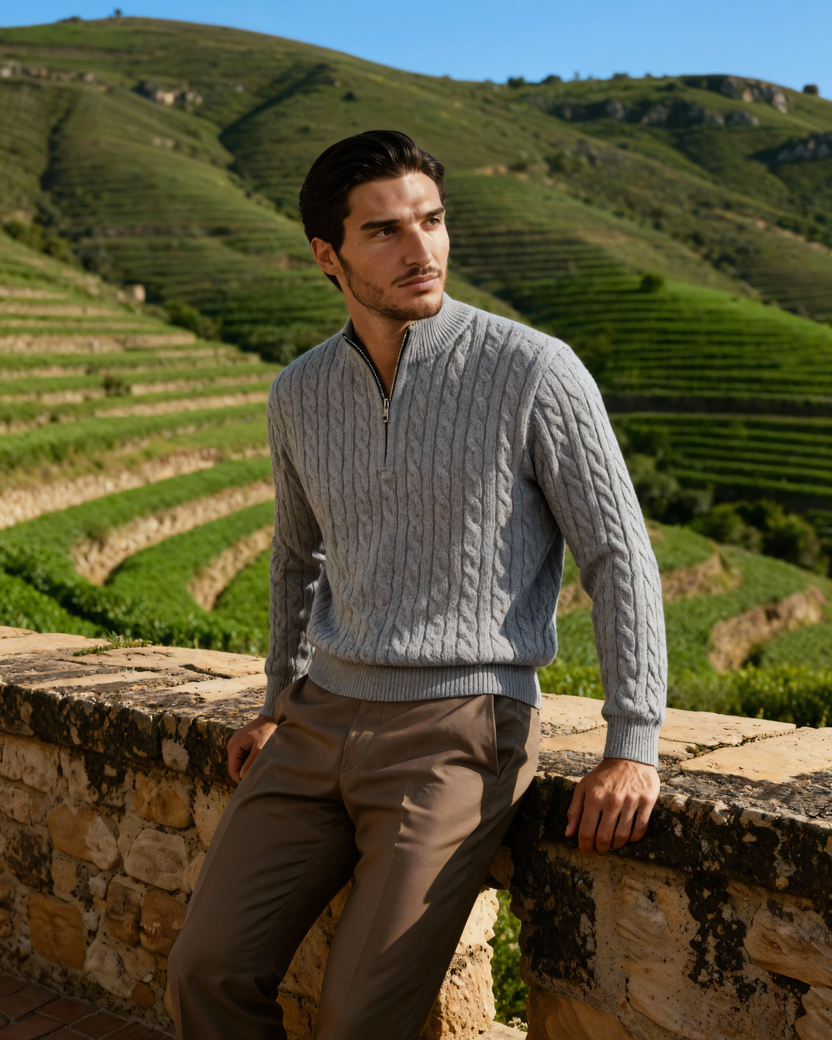 100% Cashmere Woven Half Zip - Montierri