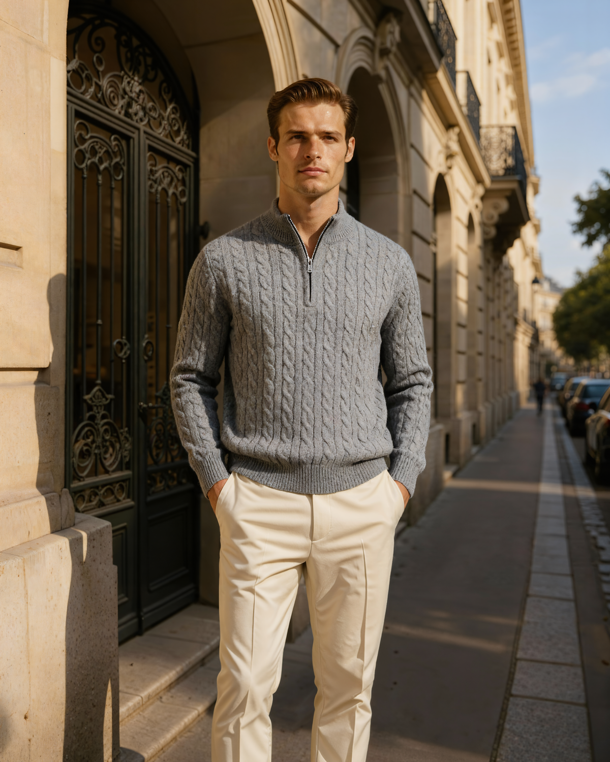 100% Cashmere Woven Half Zip - Montierri