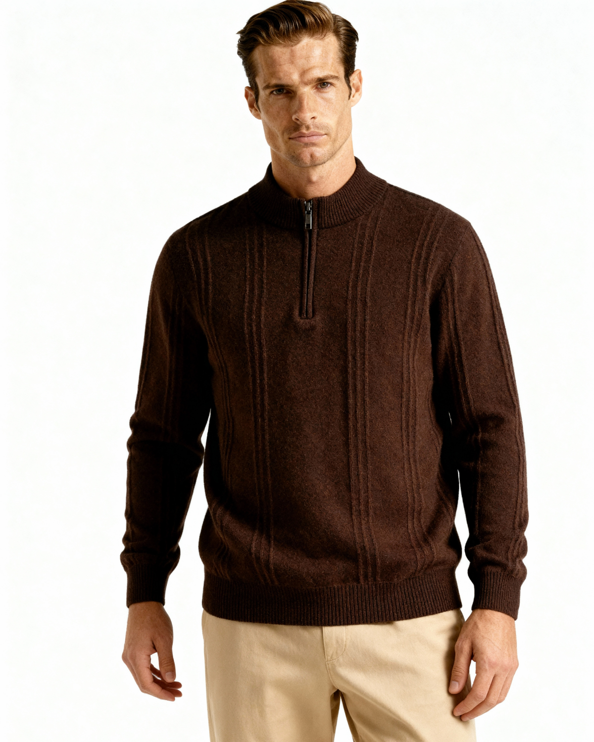 100% Cashmere Ribbed Half Zip - Montierri