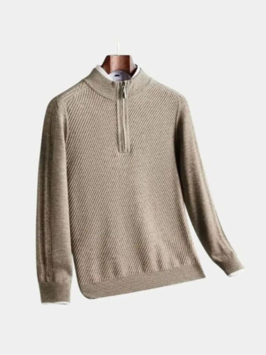 Stripe Quarter Zip Wool Sweater - Montierri