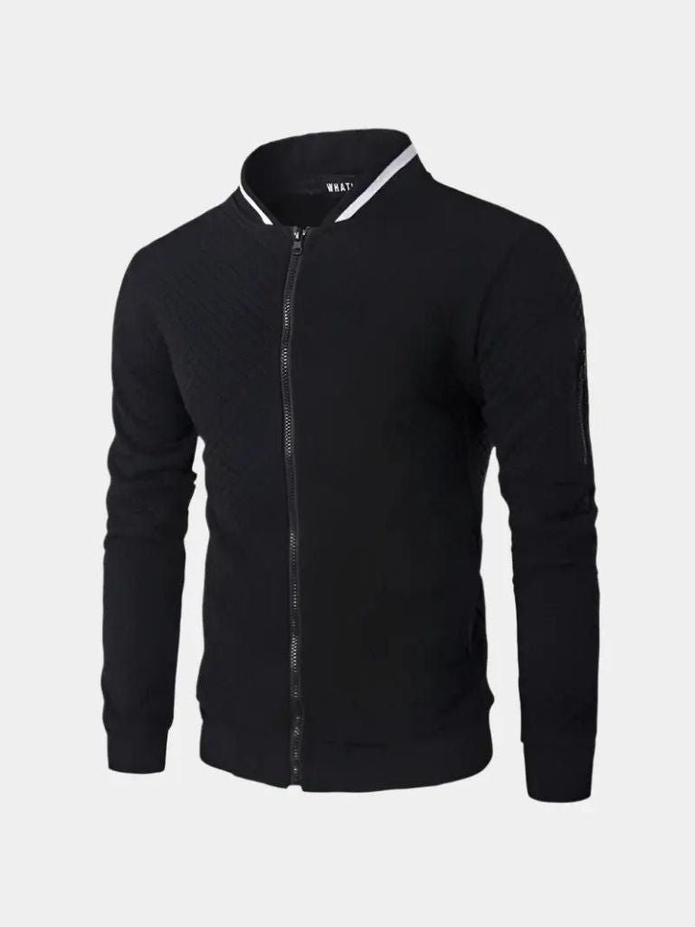 Textured Casual Bomber Jacket - Montierri
